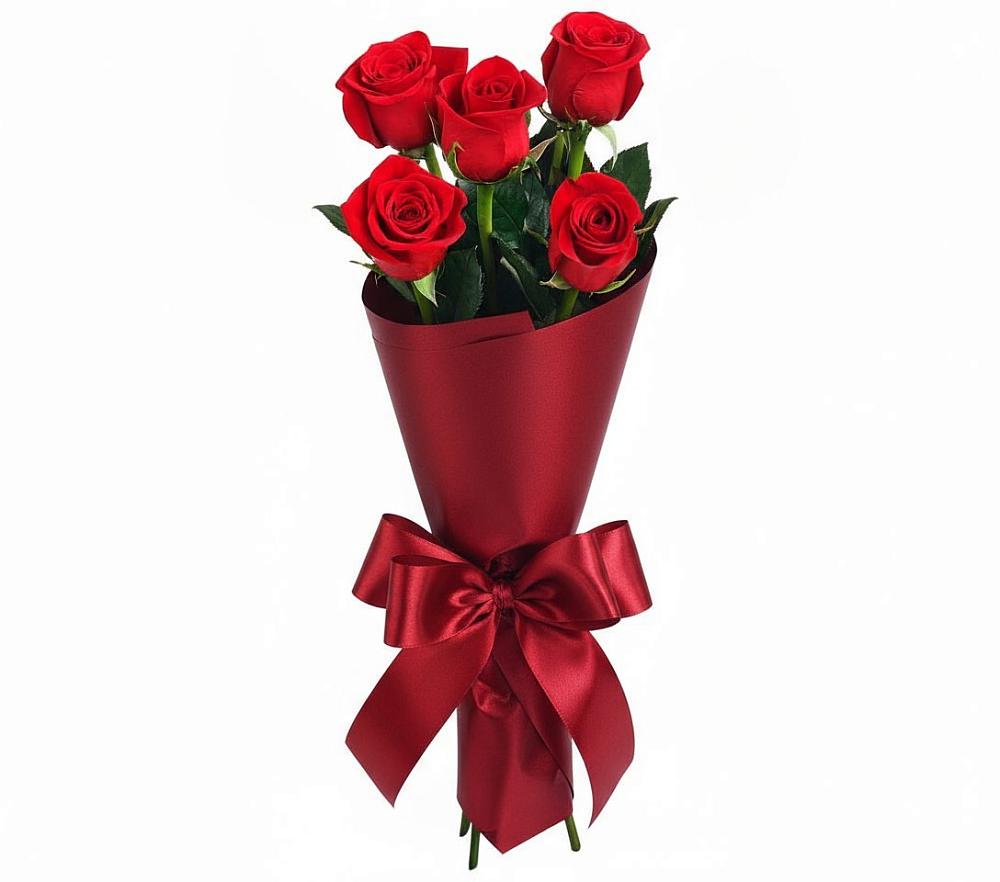 Букет 5 Красных роз Эдлесс Лав в Барановское
