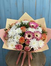 Букет цветов из:  Розы, Герберы и Хризантемы в Барановское
