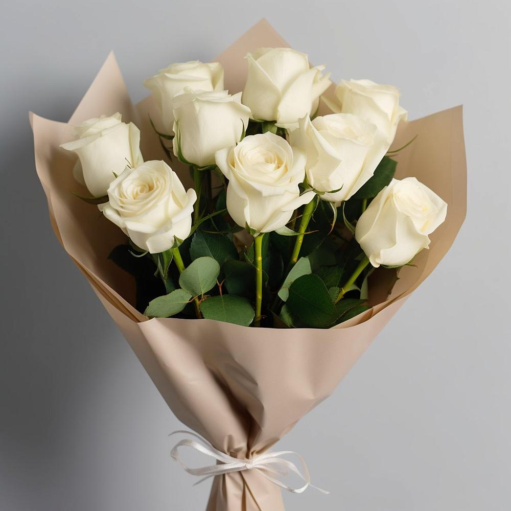 Букет 9 Белых роз Эдлесс Лав в Барановское