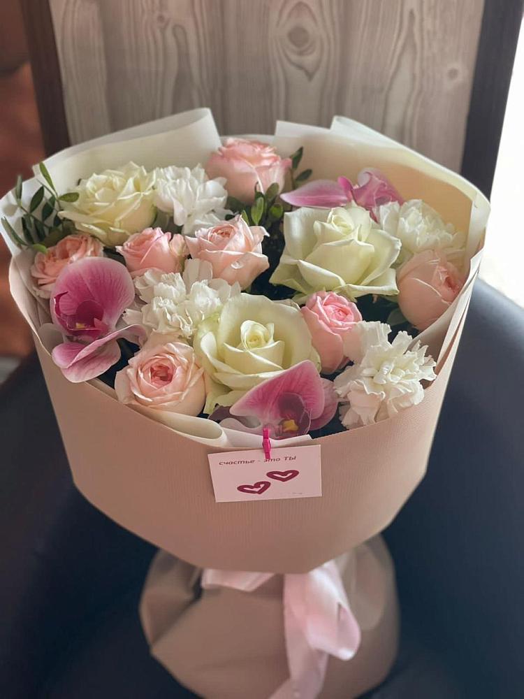 Букет цветов из: Орхидеи, Розы и Гвоздики в Барановское