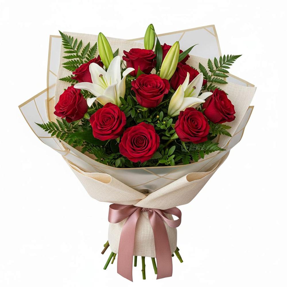 Букет цветов из: Лилии и Розы в Барановское