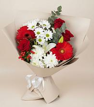 Букет цветов из:  Розы, Хризантемы, Герберы и Лилии в Барановское