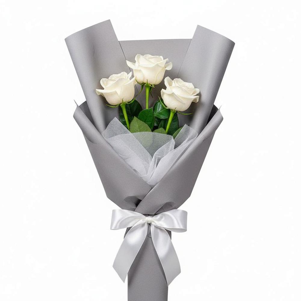 Букет 3 белые розы в Барановское