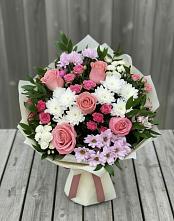 Букет цветов из:  Альстромерии, Гвоздики, Розы и Хризантемы в Барановское