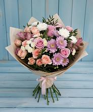 Букет цветов из:  Хризантемы, Розы и Альстромерии в Барановское