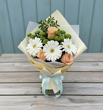 Букет цветов из:  Герберы, Розы и Хризантемы в Барановское