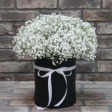 Цветочная композиция из Гипсофила в шляпной коробке в Барановское