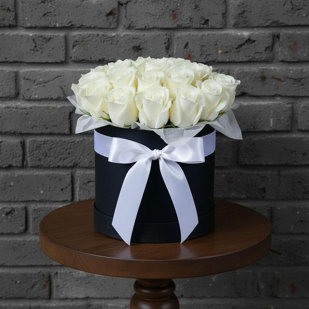 Цветочная композиция из Розы в шляпной коробке в Барановское