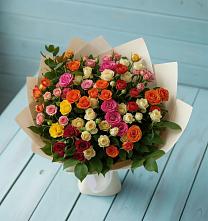 Букет Микс из разноцветных кустовых роз в Барановское